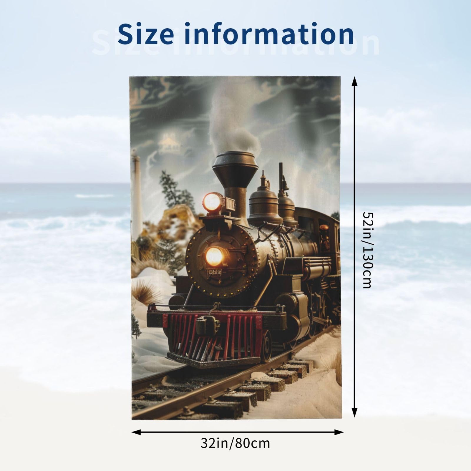 DCEHGEW Train and Railway Printed Microfiber Bath Towels 32x52 Inch, Highly Absorbant Beach Towel Bath Sheets for Bathroom Travel Hotel Spa