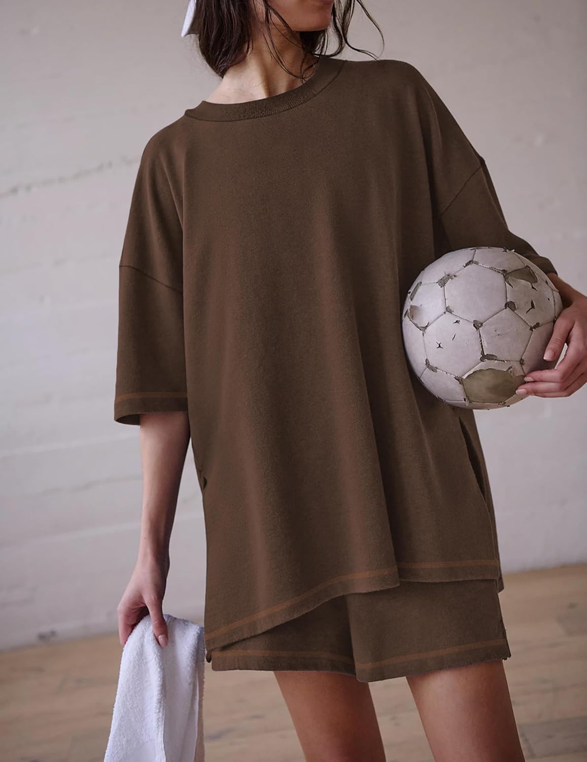 Ekouaer Lounge Sets for Women 2 Piece Shorts Sets Moisture Wicking Casual Summer Short Sleeve Matching Outfits with Pockets - Image 3