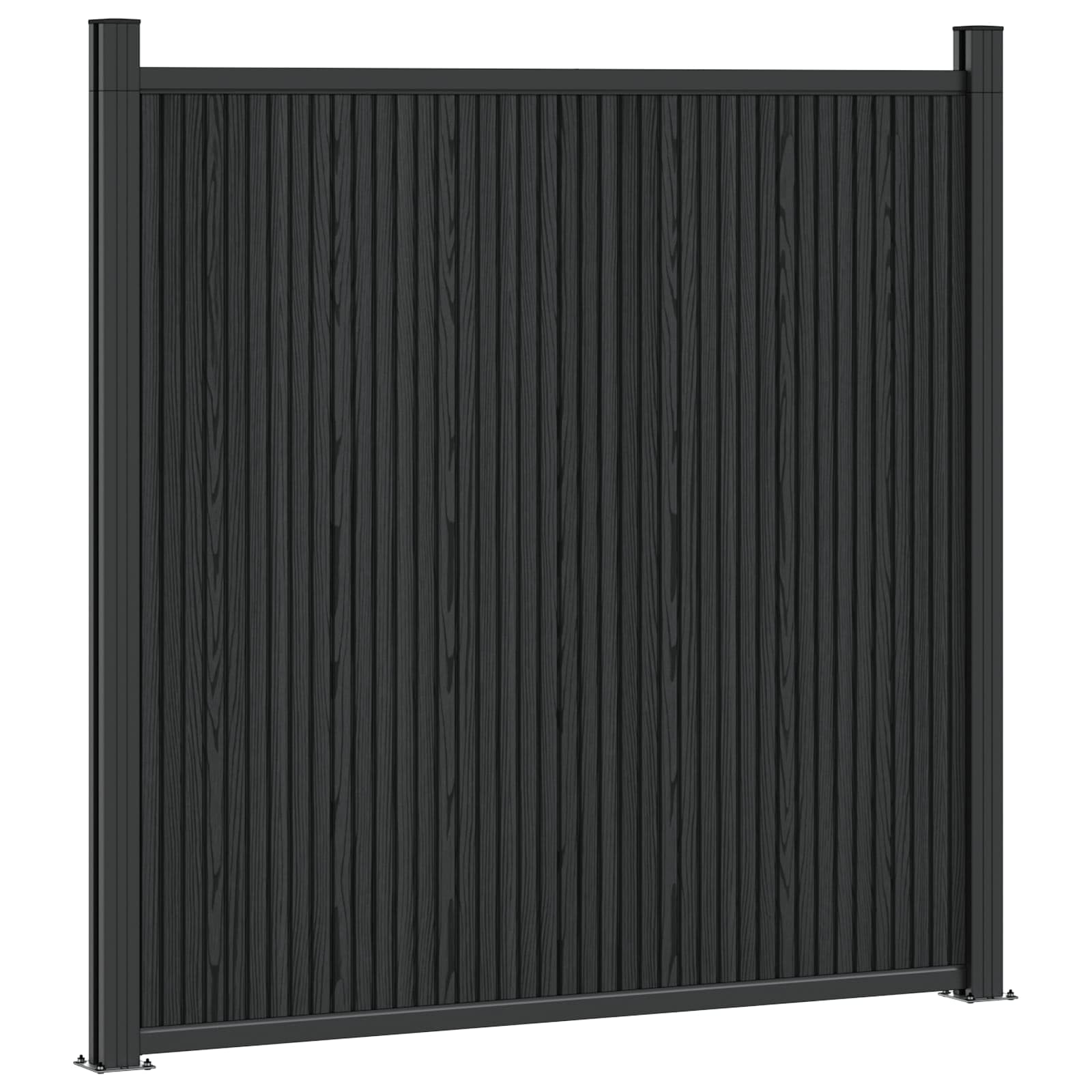 Panneau de clôture 8 pcs en WPC et aluminium noir pour jardin terrasse balcon clôture brise vue séparation robuste et résistante aux intempéries
