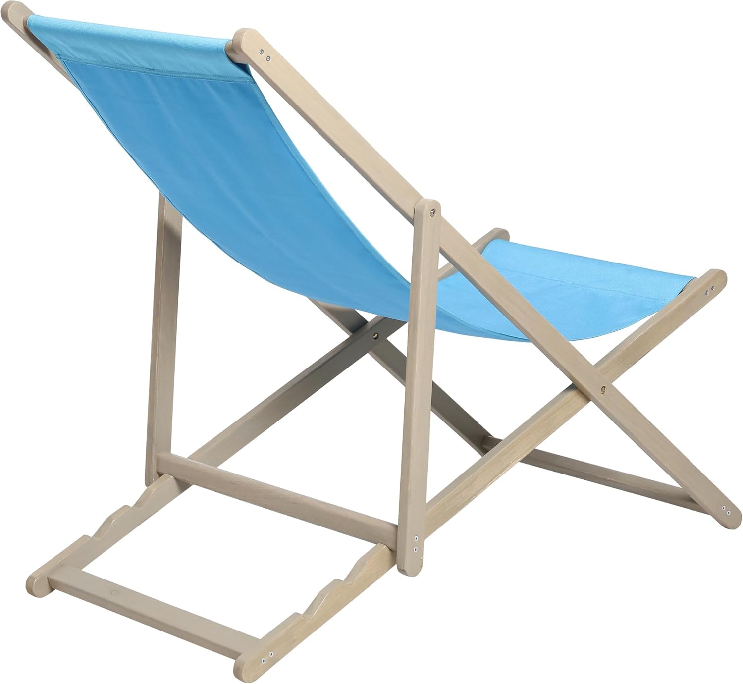 Patio Beach Sling Chair Set of 2, Folding Wooden Outdoor Chairs, Height Adjustable, Portable Reclining Design