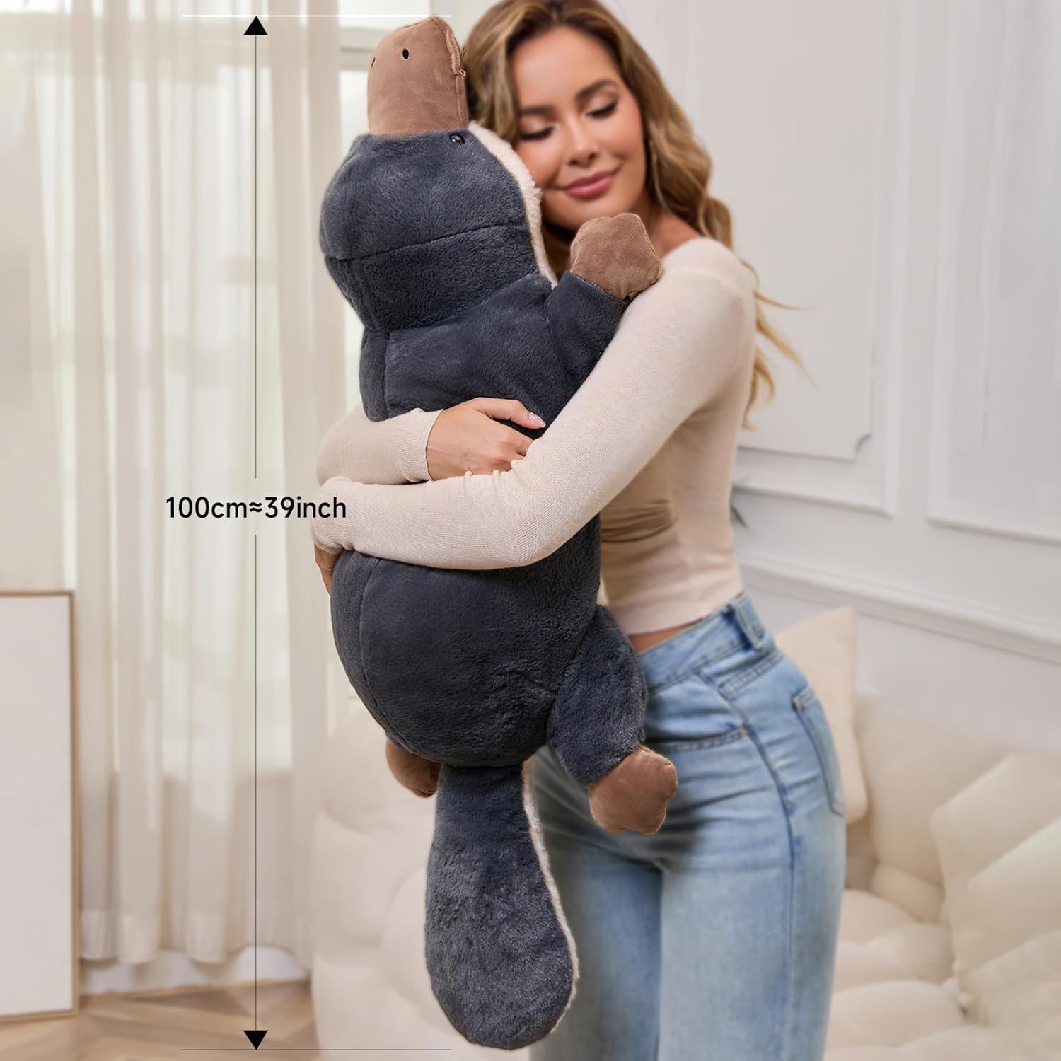 Platypus Plush Platypus Stuffed Animal,Soft Platypus Toys Cute Platypus Plush Toy,Simulation Animal Plushie Toy for Kids and Adults 100cm/39.4 in/3.28fts