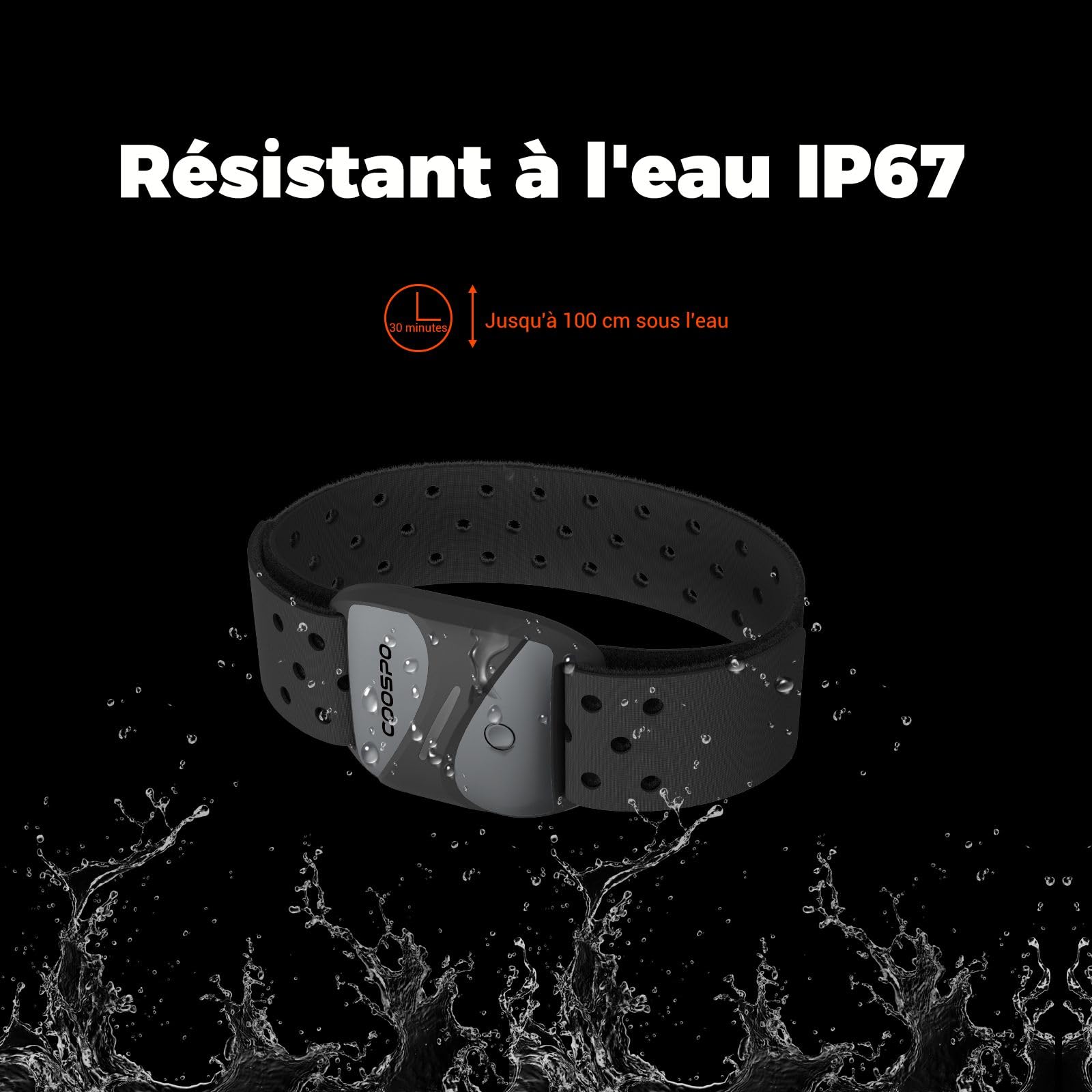 COOSPO HW807 Fréquence Cardiaque Brassard Bluetooth 5.0 Ant+ avec HRV Zone d'entraînement de Fréquence Cardiaque Compatible avec Strava/CoospoRide/Heartool/Wahoo/adidas