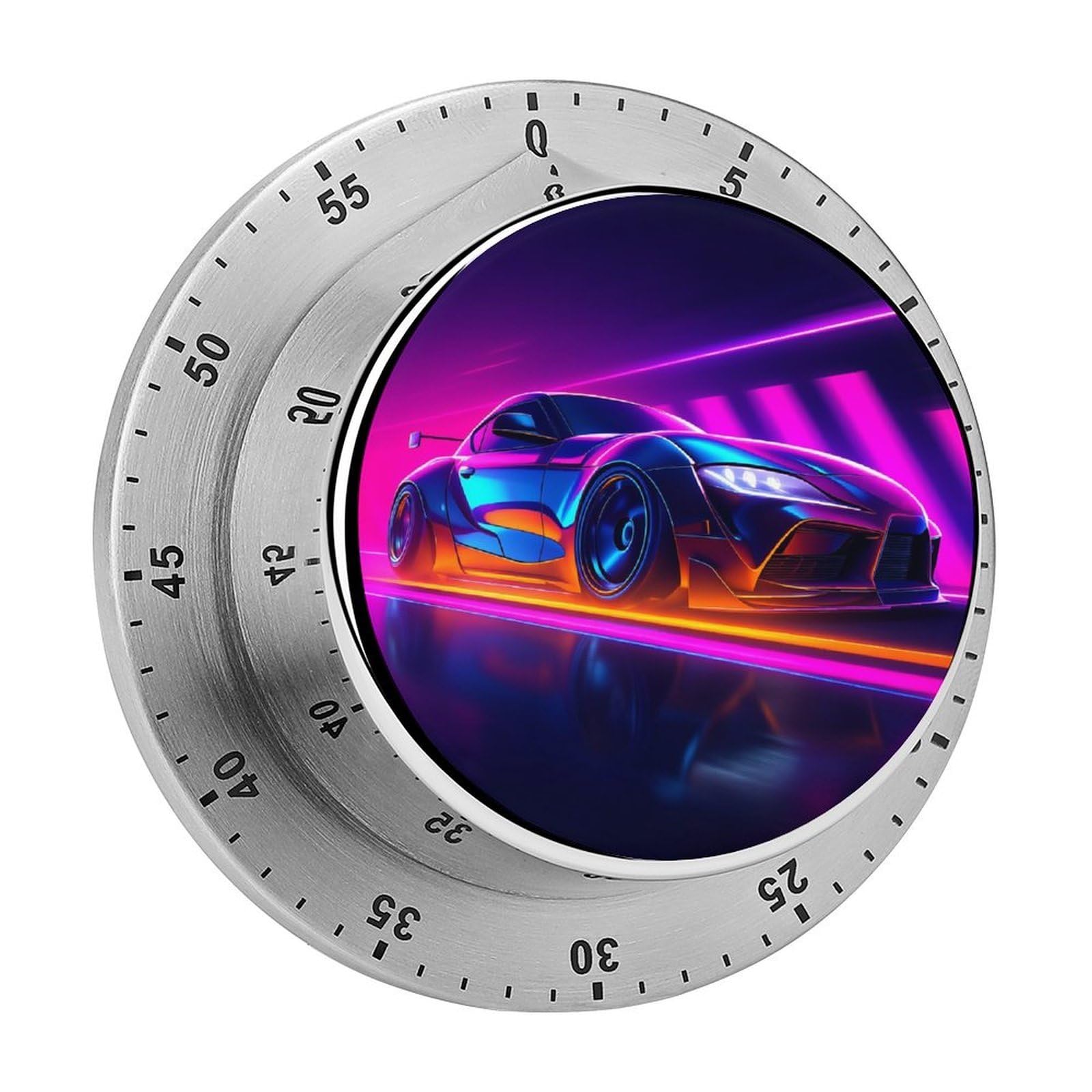 Neon Sports Car 60 Minute Wind Up Timer,Visual Mechanical Magnetic Timer with Loud Alarm for Kitchen