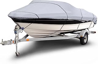 Budge B-1201-X6 1200 Denier V-Hull Runabout Boat Cover Gray 20'-22' Long (Beam Width Up to 106") Waterproof, Heavy Duty, UV Resistant