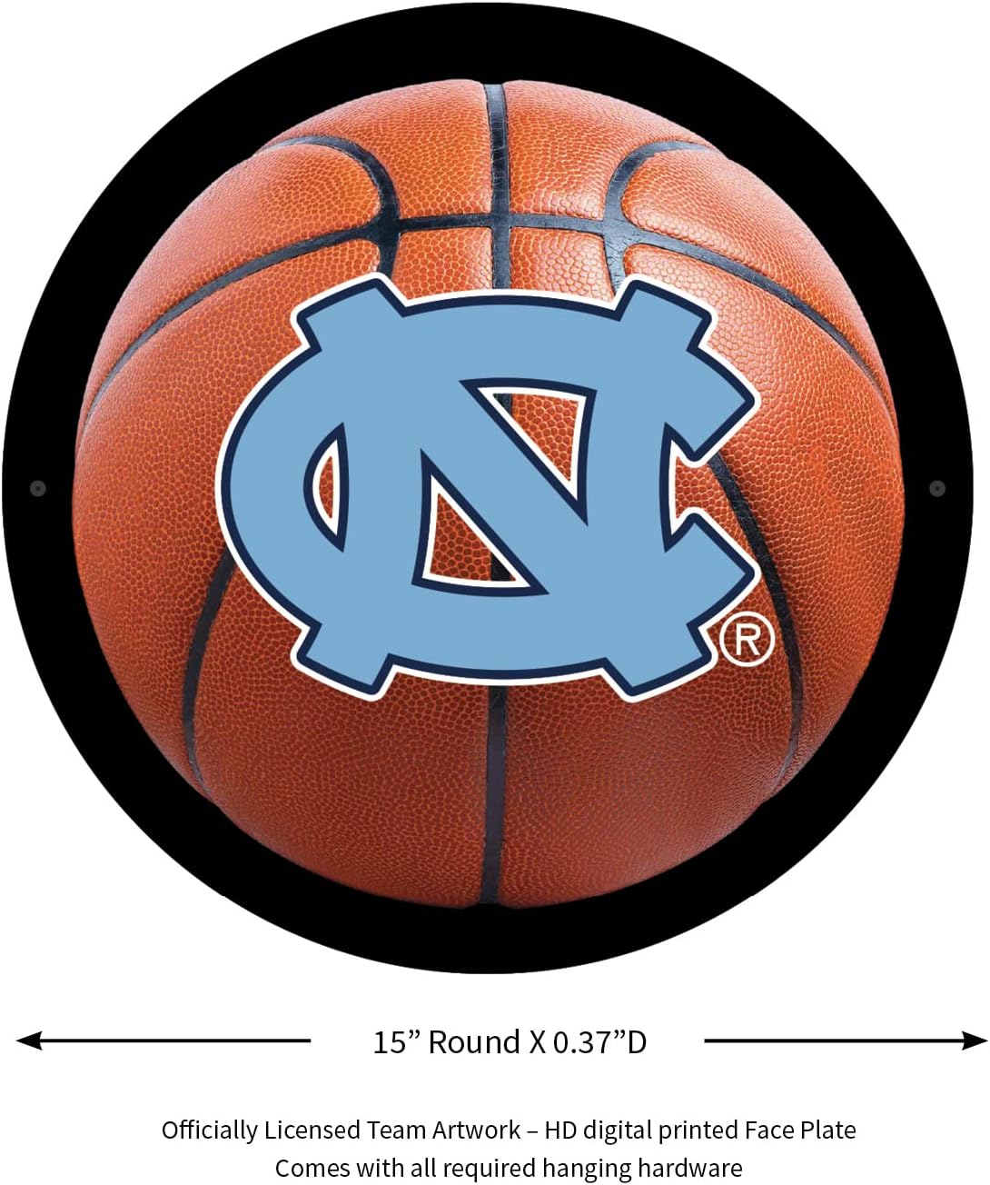 Team Sports America Evergreen Ultra-Thin Edgelight LED Wall Decor, Basketball, UNC- 15 x 15 Inches Made In USA