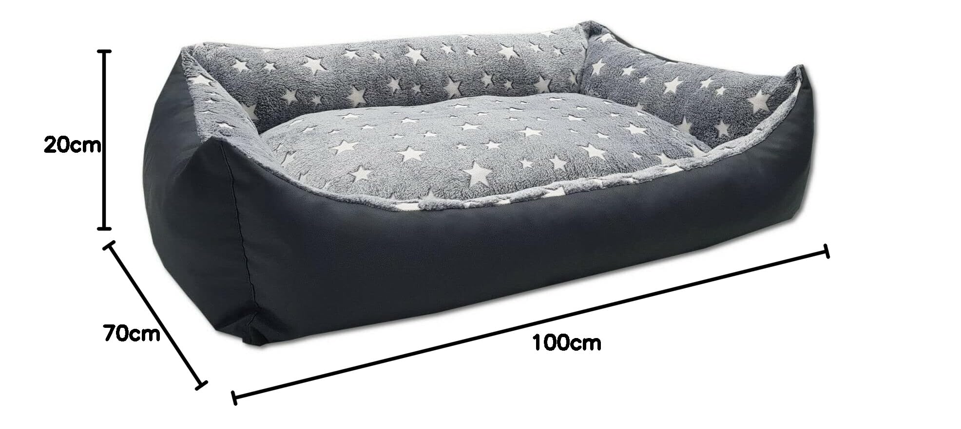 Odolplusz Cuccia per cani con cuscino reversibile, lavabile, imbottitura in 100% spugna di poliuretano delicata sulla pelle (grafite – stelle)