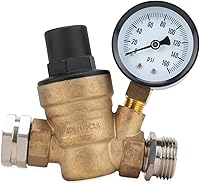 Camco Adjustable Brass RV Marine Water Pressure Regulator - Protects Plumbing Hoses Appliances from High Pressure (40058)