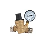 Camco Adjustable RV/Marine Brass Water Pressure Regulator | Help Stop Damage to RV/Marine Appliances, Plumbing Fixtures, and Hoses | Features Standard Garden Hose Threads for Simple Hookup | (40058)