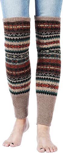 Miniatura 4 de SATINIOR 2 Pairs Bohemian Knit Leg Warmers Winter Long Leg Warmers Boot Cuffs Socks for Women