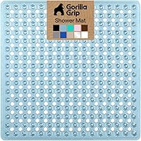 Vista 53 de Gorilla Grip - Alfombrilla de ducha patentada, 21 x 21 pulgadas, lavable, cuadrada, para ducha con agujeros de drenaje, ventosas.