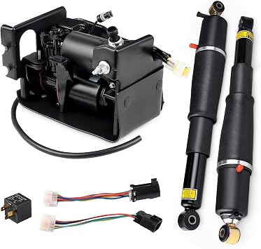 JDMON Rear Air Suspension Shock Absorber Struts and Suspension Compressor Pump Set Replacement for Cadillac Escalade 2002-2014, Chevy Avalanche/Suburban 1500 2002-2013, Tahoe/GMC Yukon 2000-2014, 2PC