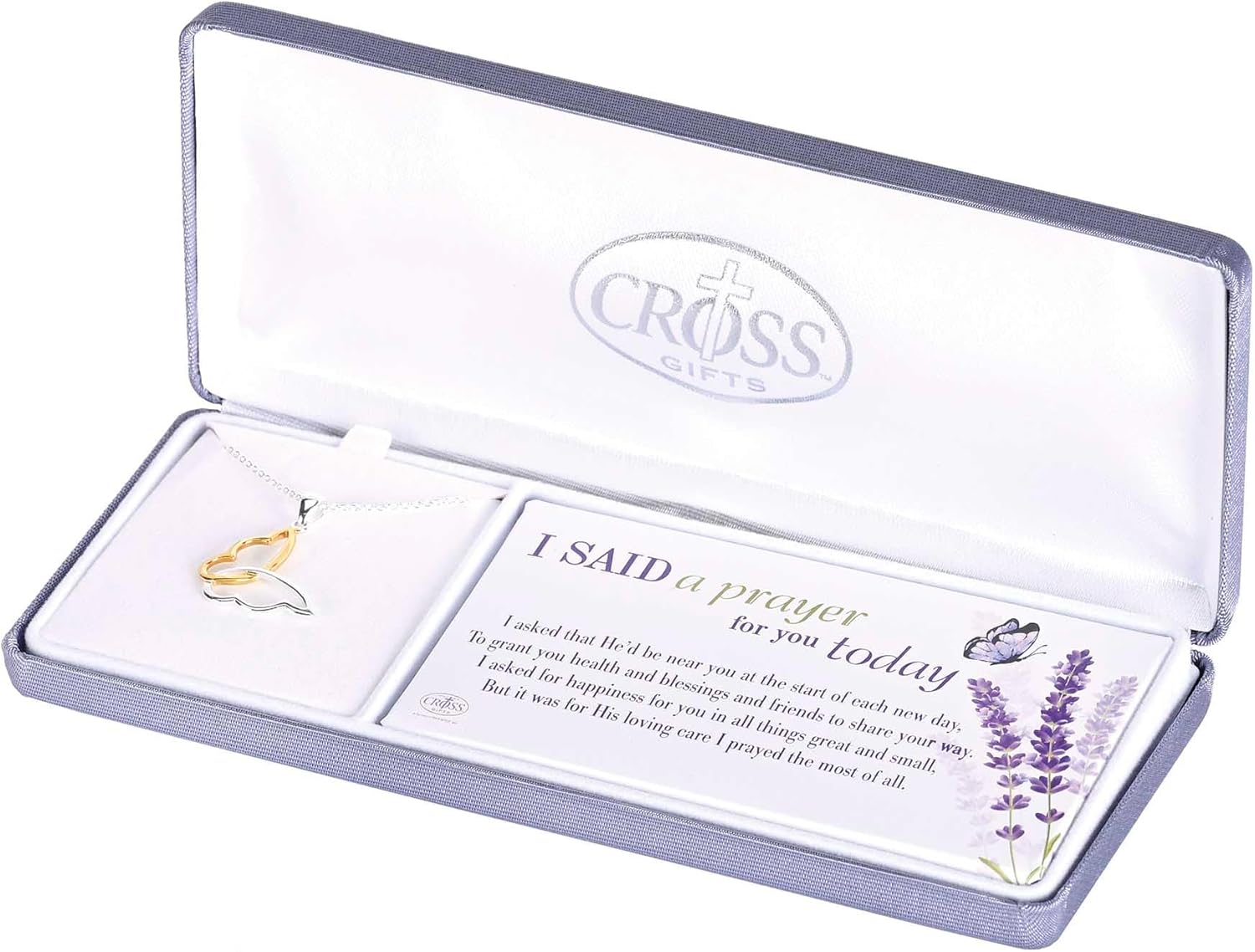Dicksons I Said A Prayer for You Today Butterfly Pendant Women's 18 Inch Silver Plated Stainless Steel Necklace in Jewelry Box