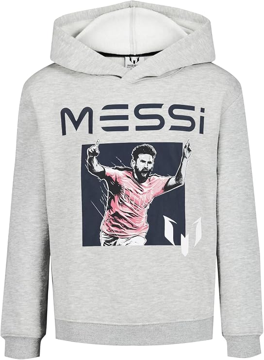 Messi Boys' Lifestyle Long Sleeve Sweatshirt, Standard Fit Hoodie Sweatshirt, Comfortable