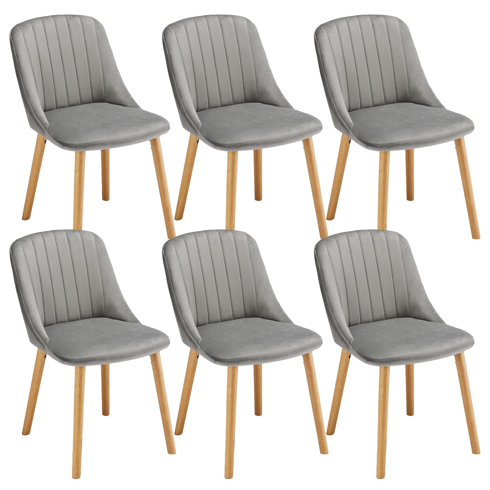 Goeurvant Esszimmerstühle 2/4/6er Set mit Holzbeinen Moderne Polsterstuhl für Küche Esszimmer Schlafzimmer Chenille Sitzfläche