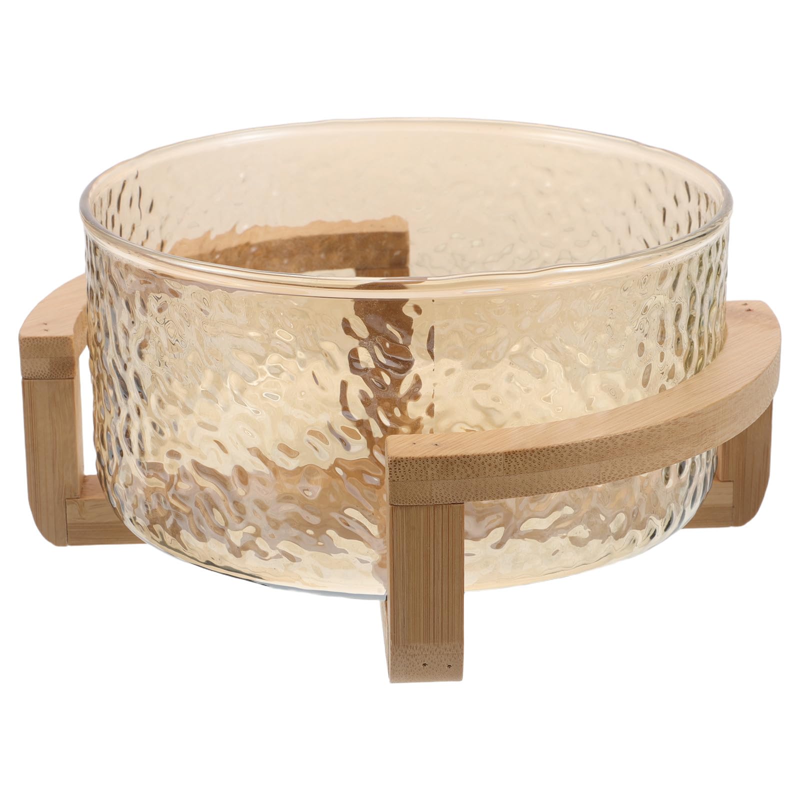 SOLUSTRE Set à Salade en Verre avec Effet Ondulé D'eau et Support, Élégant et Facile à Transporter, pour Servir Desserts et Recevoir