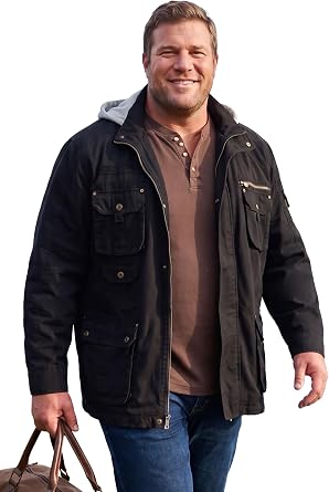 Boulder Creek 9 Pocket Twill Utility Jacket With Removable Hood