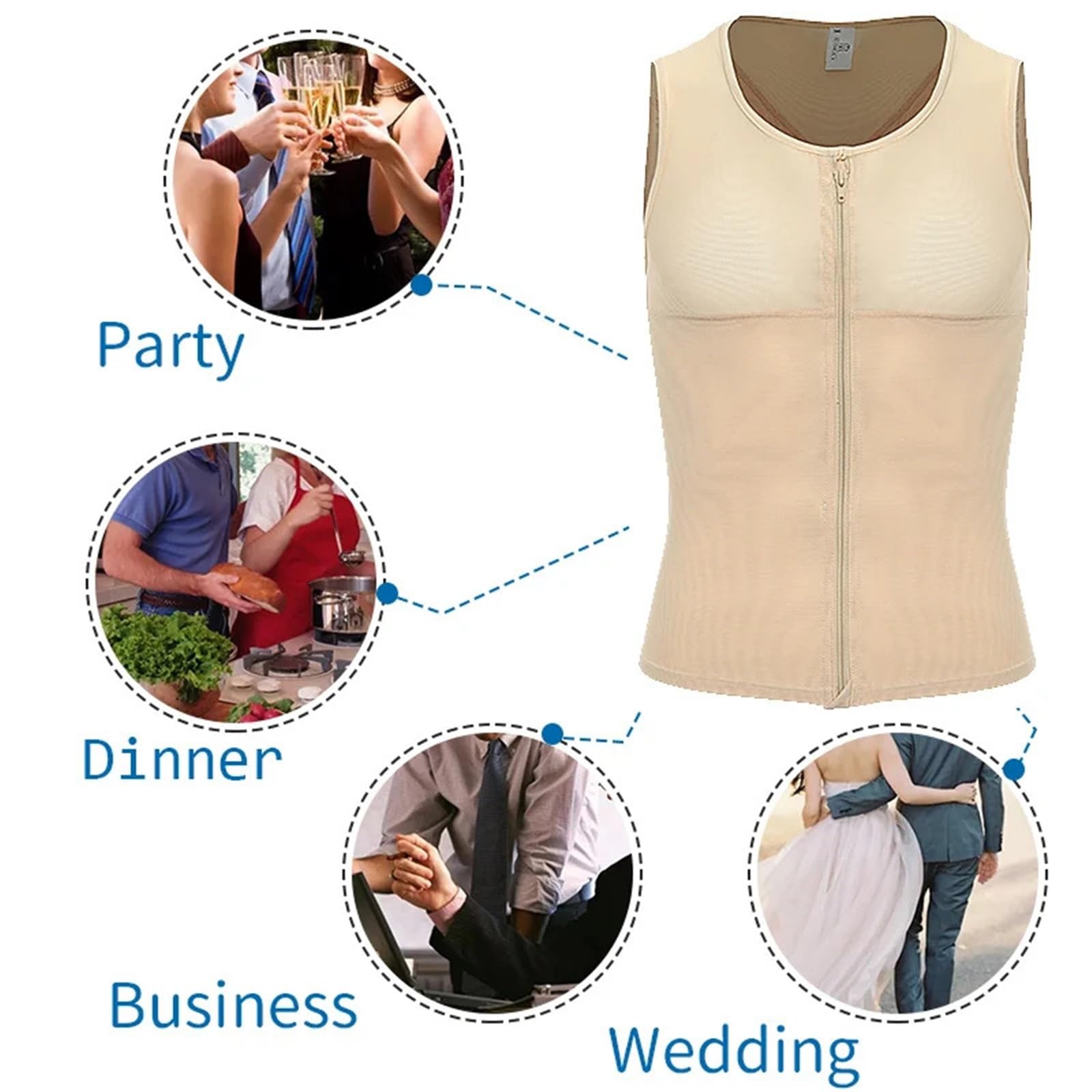 Prendas Moldeadoras Hombre Camiseta Moldeadora de compresión for Hombre, Control Abdomen, Faja Reductora, Camiseta sin Mangas, for Reducir la ginecomastia