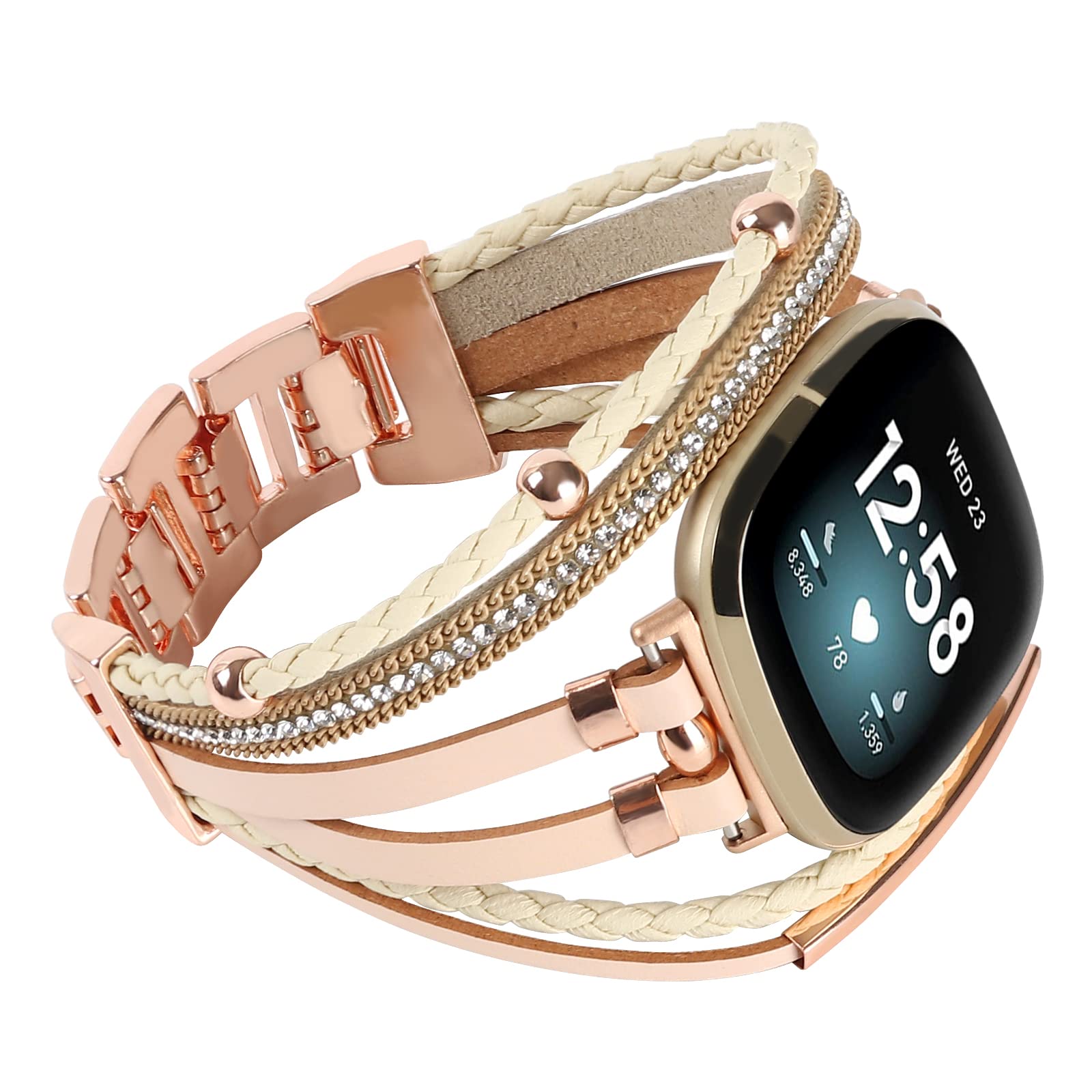 Leather Fitbit Sense Women Posh Leather Bands Compatible With