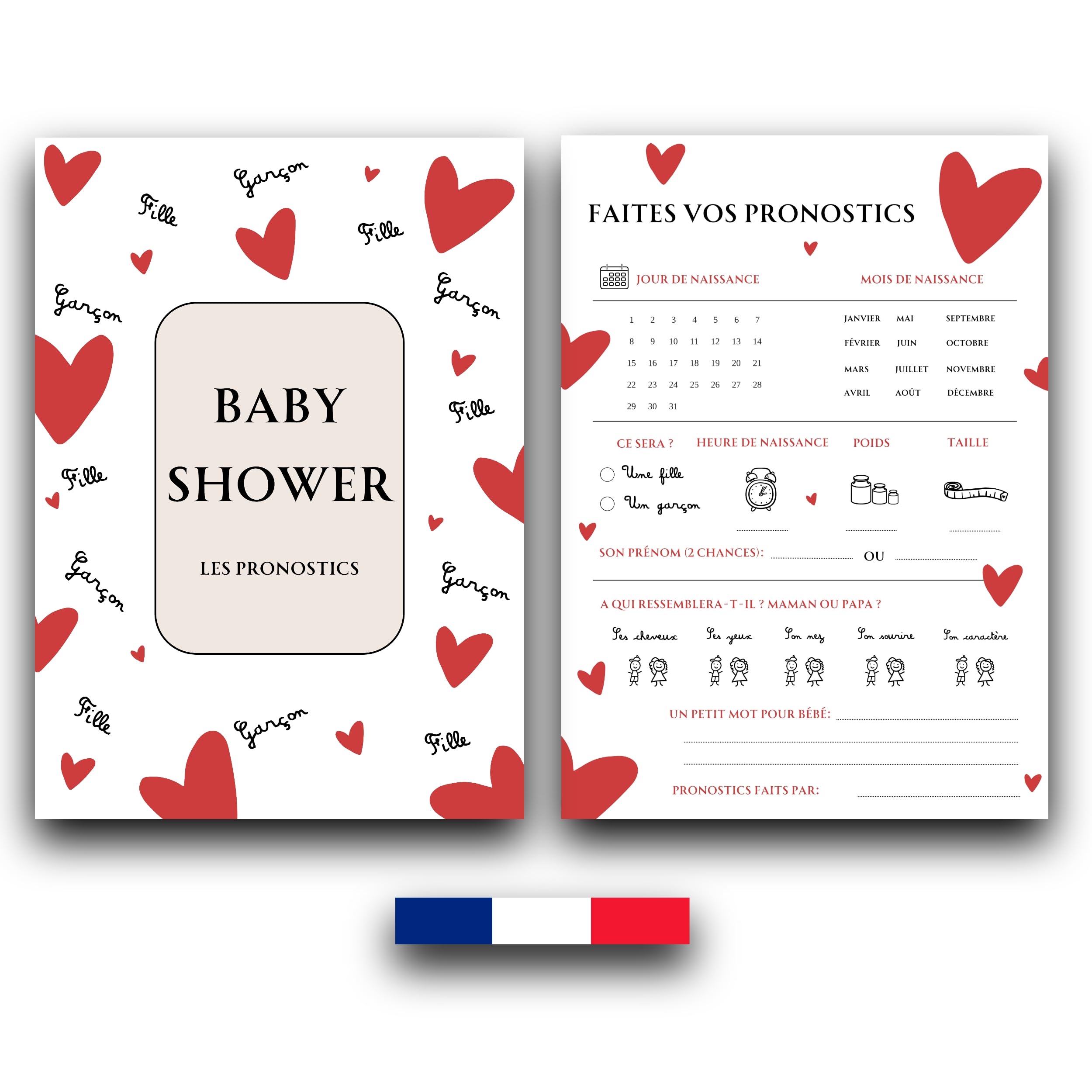Cadeau Original Baby Shower 20 Cartes Pronostics Ourson Baby Shower – Jeu Prédiction Sexe Bébé Fille Ou Garçon, Idée Animée Gender Reveal En Français