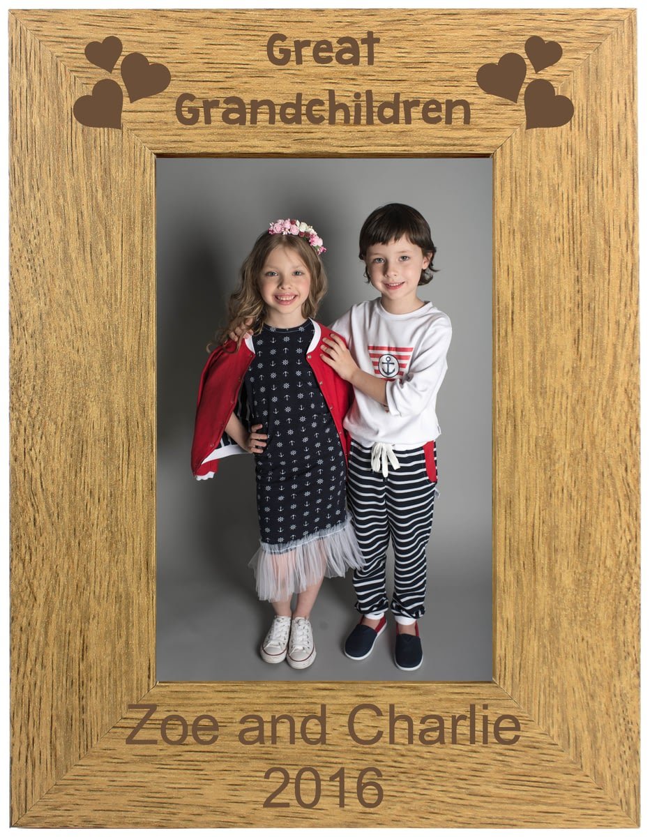 Go Find A Gift Personalised Great Grandchildren Portrait 5X7 Wooden Photo Frame