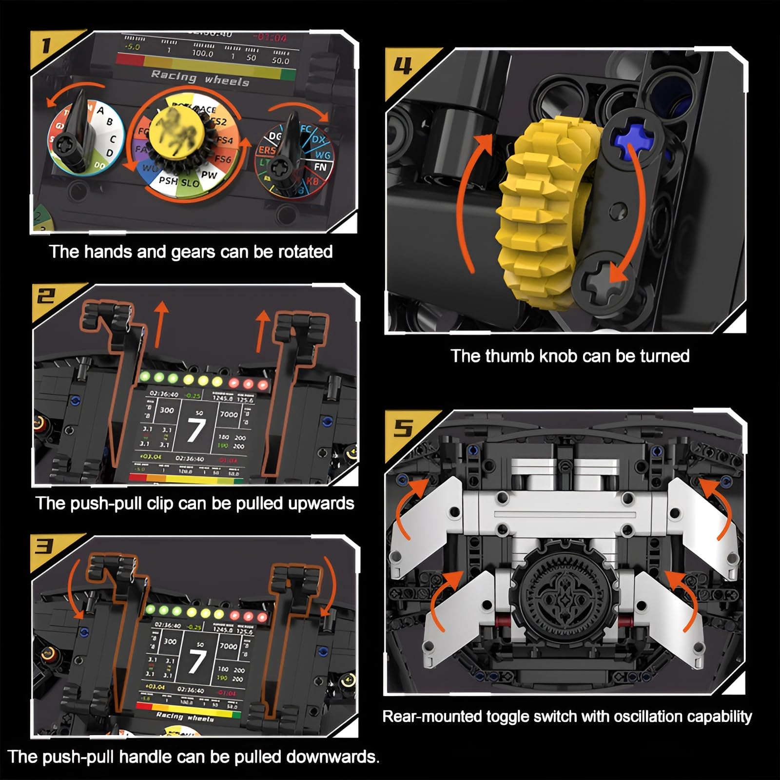 F1 Rennrad Lenkrad Bausatz, 833PCS Rennwagen Ziegelsteine Kit | Mechanische Gaming Sportwagen klemmbausteine, Home Office Dekor, Sammlermodell für Rennfans