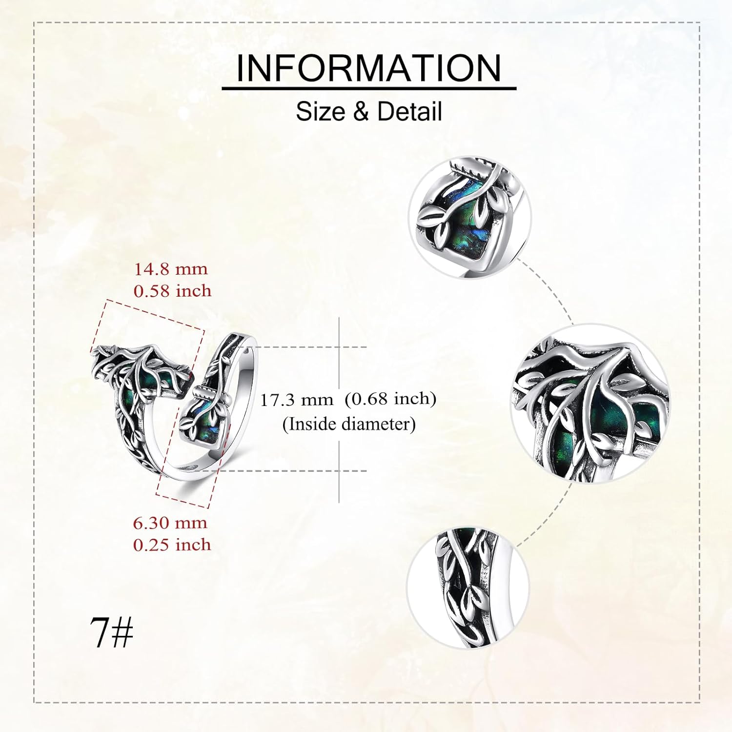 Tree of Life Rings Sterling Silver Thors Hammer/Turquoise Tree of Life Spoon Adjustable Ring Jewelry for Women Mom Adjustable Size 6 to 8