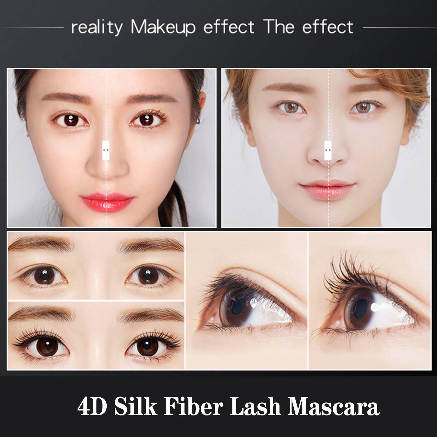 2PCS 4D Silk Fiber Eyelash Mascara，Extra Long Lash Mascara and Thick, Long Lasting, Waterproof & Smudge-Proof Eyelashes
