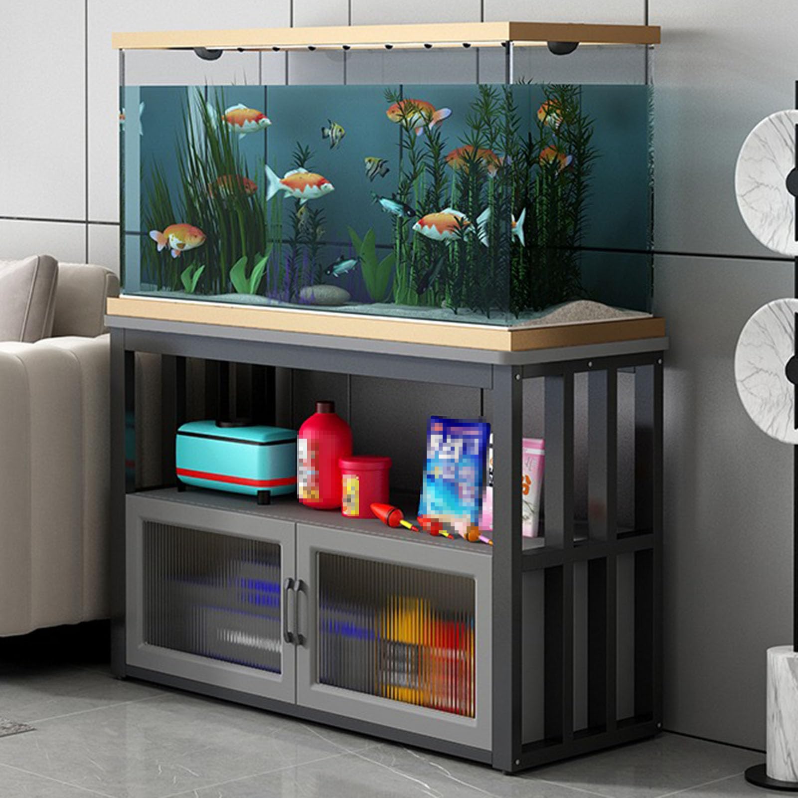 Support d'aquarium en métal à 3 niveaux et terrarium pour poisson