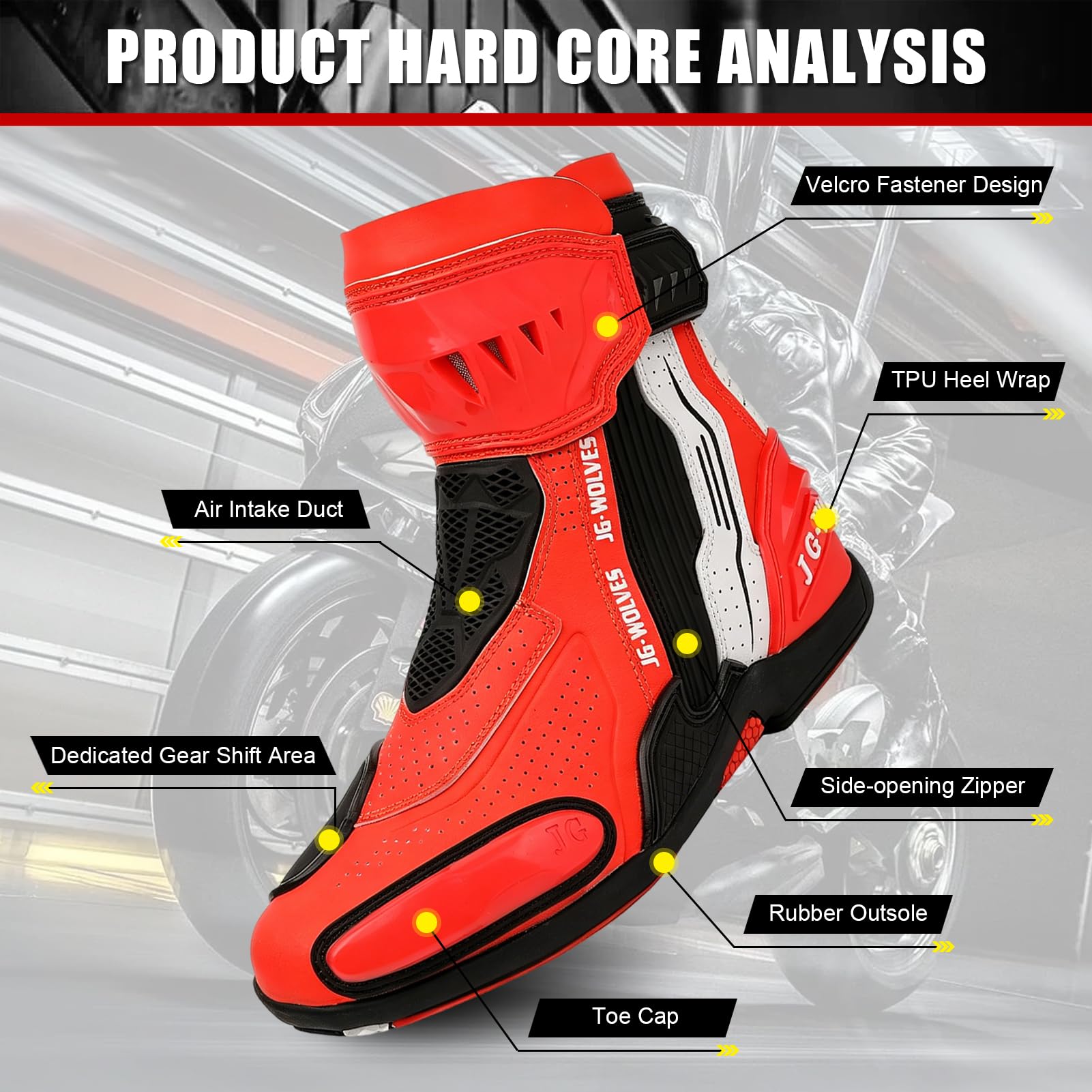 Stivali da Moto per Uomo e Donna, Scarpe da Moto in Pelle Traspiranti, Sneakers da Moto, Stivali da Moto con Supporto per La Caviglia, Suola Antiscivolo
