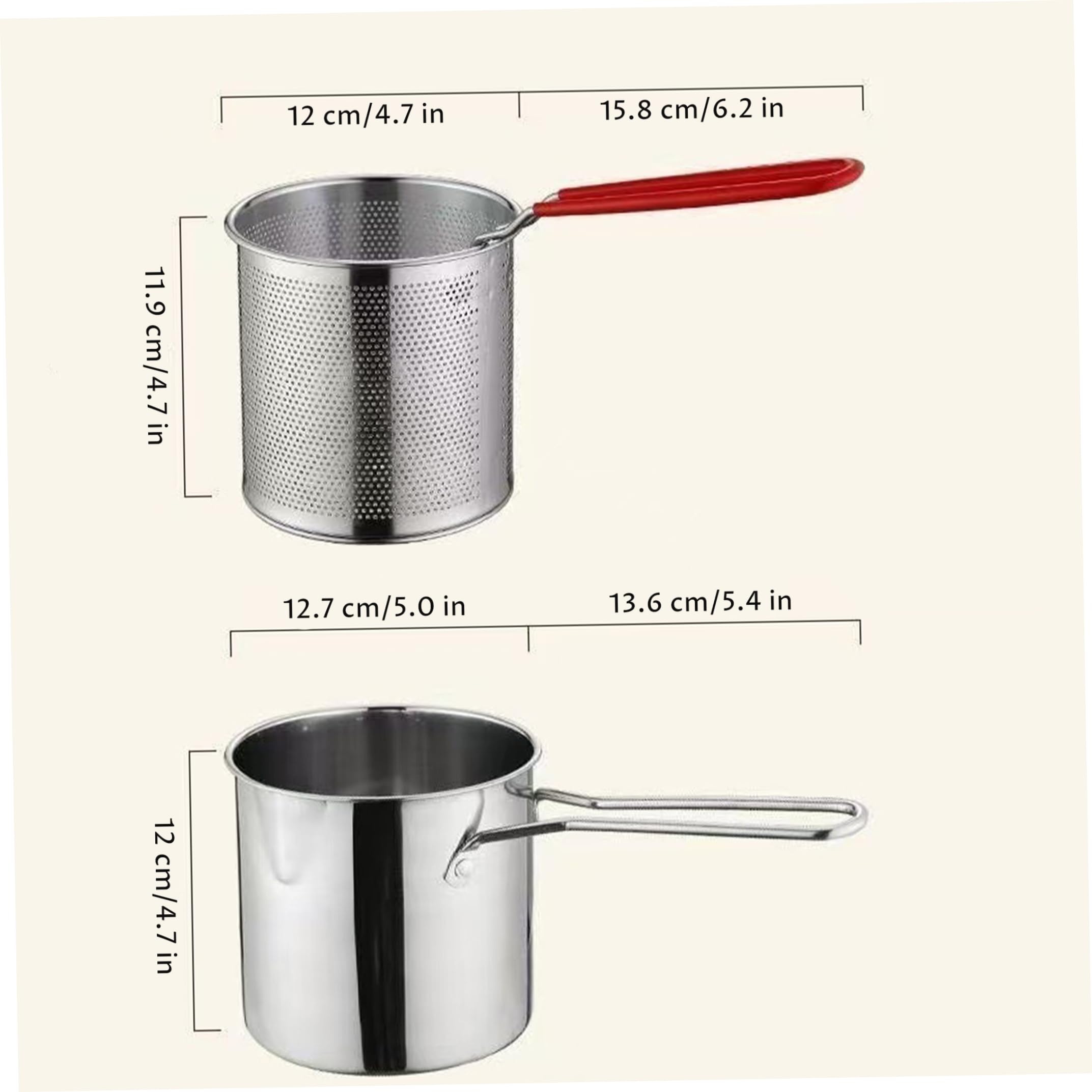 Friggitrice in acciaio inossidabile con cestello, cestello estraibile da 1, 2 litri