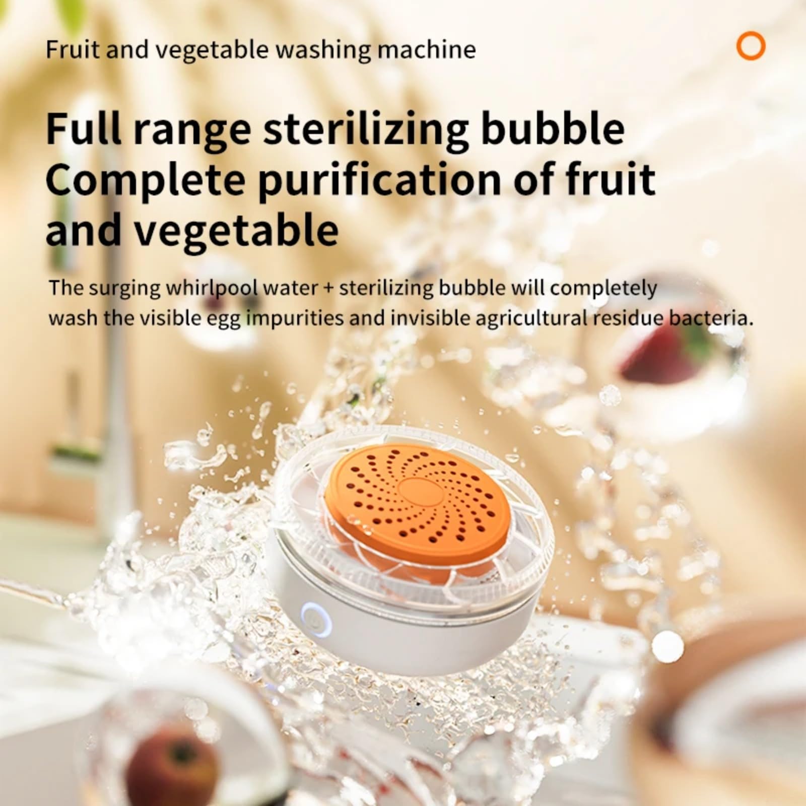 1 Packung Obst Gemüse Reiniger mit Hydroxyl für Ion Tech für 99,99% Reinigung von Fleisch und Meeresfrüchten Kabelloses Design Weiß 10x10x8cm für Küche