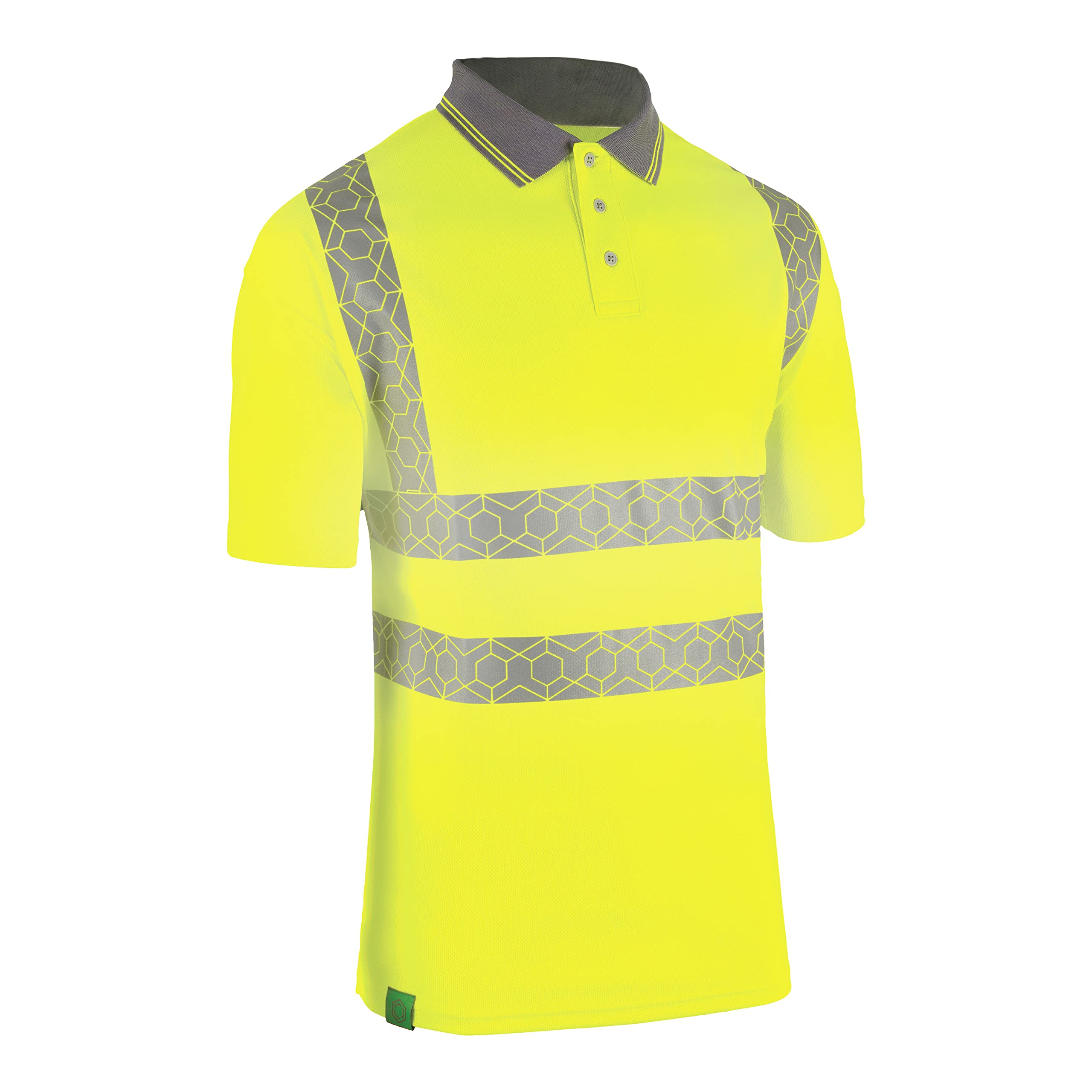 Beeswift Envirowear Saturn Yellow Hi-Vis Short Sleeve Polo Unisex Reflective Sustainable Circular Process Safety PPE Workwear - 5X-Large