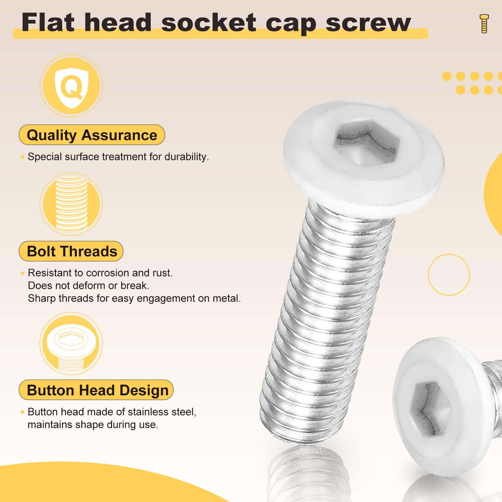METALLIXITY Flat Head Hex Socket Cap Screws Bolts(5/16"-18x1-1/4") 10Pcs - Image 3