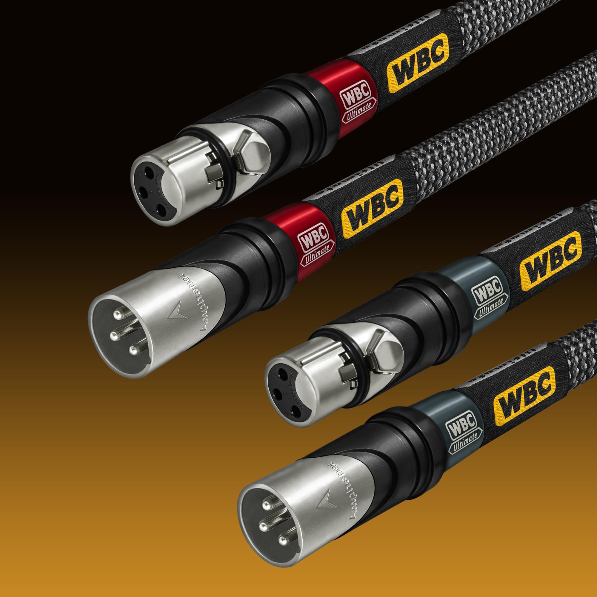 WORLDS BEST CABLES 20 pies Ultimate – 18 AWG – OFC ultra puro – Capacitancia ultra baja (8.5 pF/pie) – Par de cables XLR audiófilos premium con conectores XLR de Amphenol personalizados chapados en