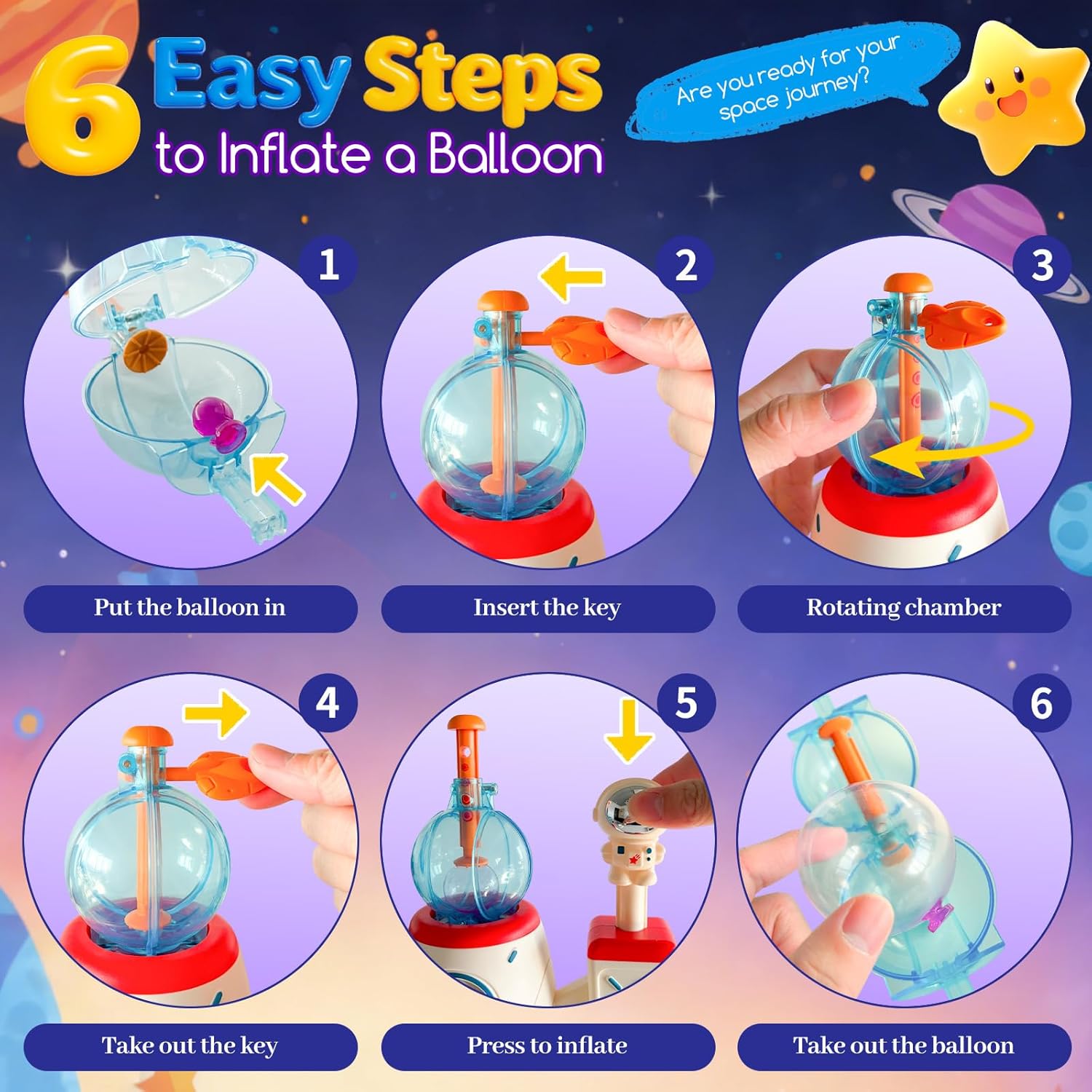 219pcs Space Magic DIY Balloon Kit with Pump, Sticky Balloon Maker Craft, Includes Bouncy Balloons, Stickers & Accessories, DIY Creative Activity Gift for Girls Boys Ages 3+