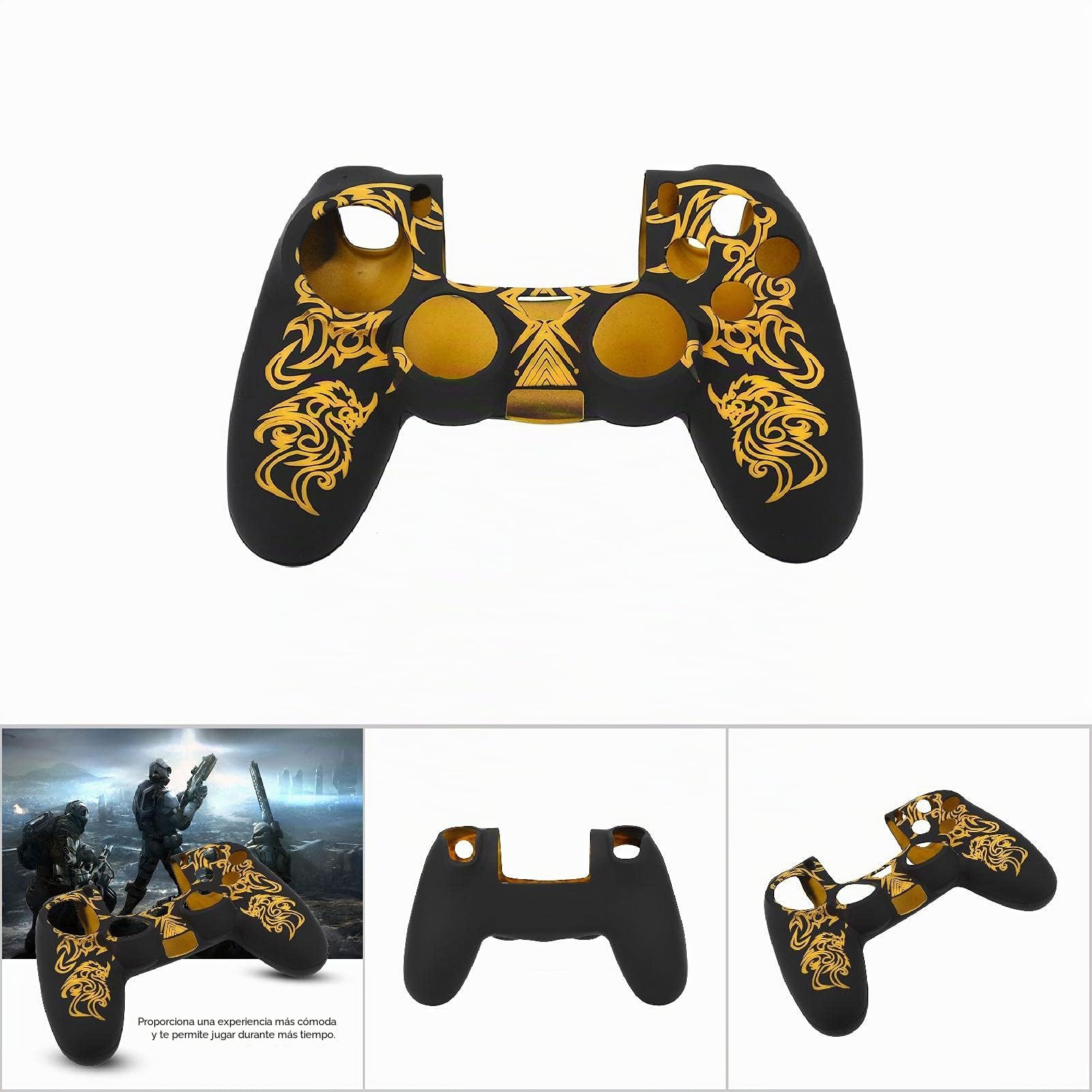 Estuche para Controlador ps4, Estuche de Silicona Suave Skin Grip Shell para el Controlador Playstation 4 PS4(Amarillo Negro)