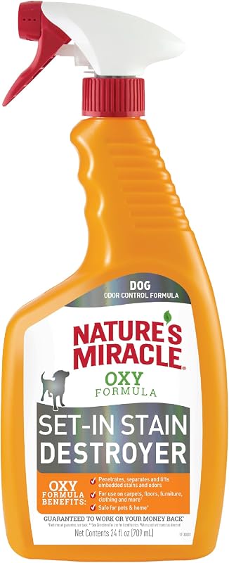Removedor de Manchas e Odores de Cães Nature's Miracle Oxy Set-In, Fragrância de Laranja, 24 oz (680 g)