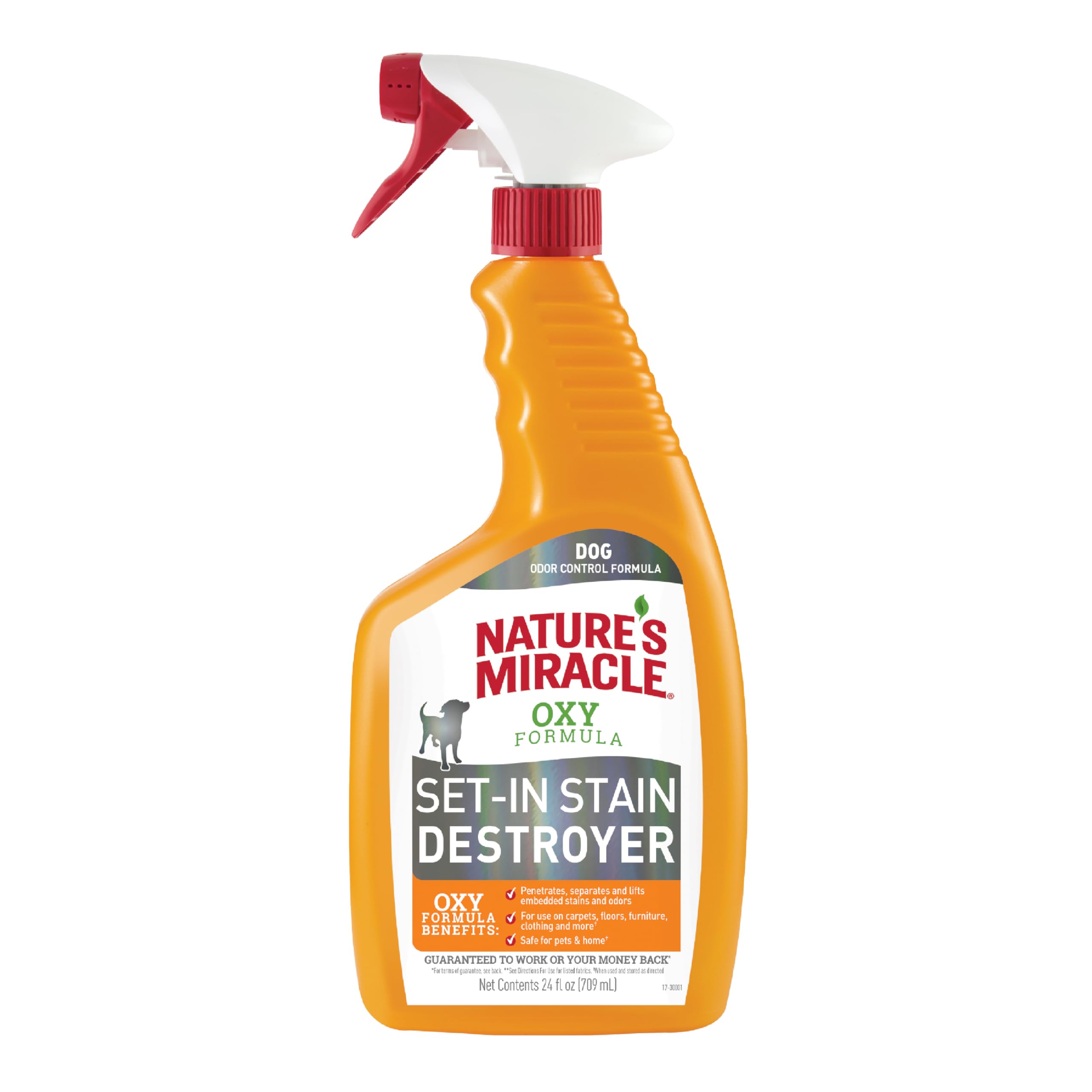 Set-in Stain and Odour Destroyer, Removes Deep Stains from Carpet, Sofa, Hard Floors, Oxy Formula for Stubborn Stains for Dogs, Fresh Orange Scent, Trigger Spray - 709 ml