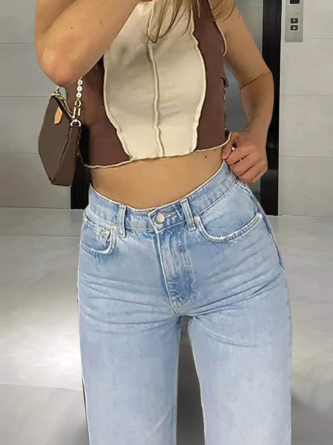 Viatabuna Ripped Jeans for Women Baggy High Waisted Straight Leg Jeans Distressed Boyfriend Washed Denim Pants Y2K Streetwear