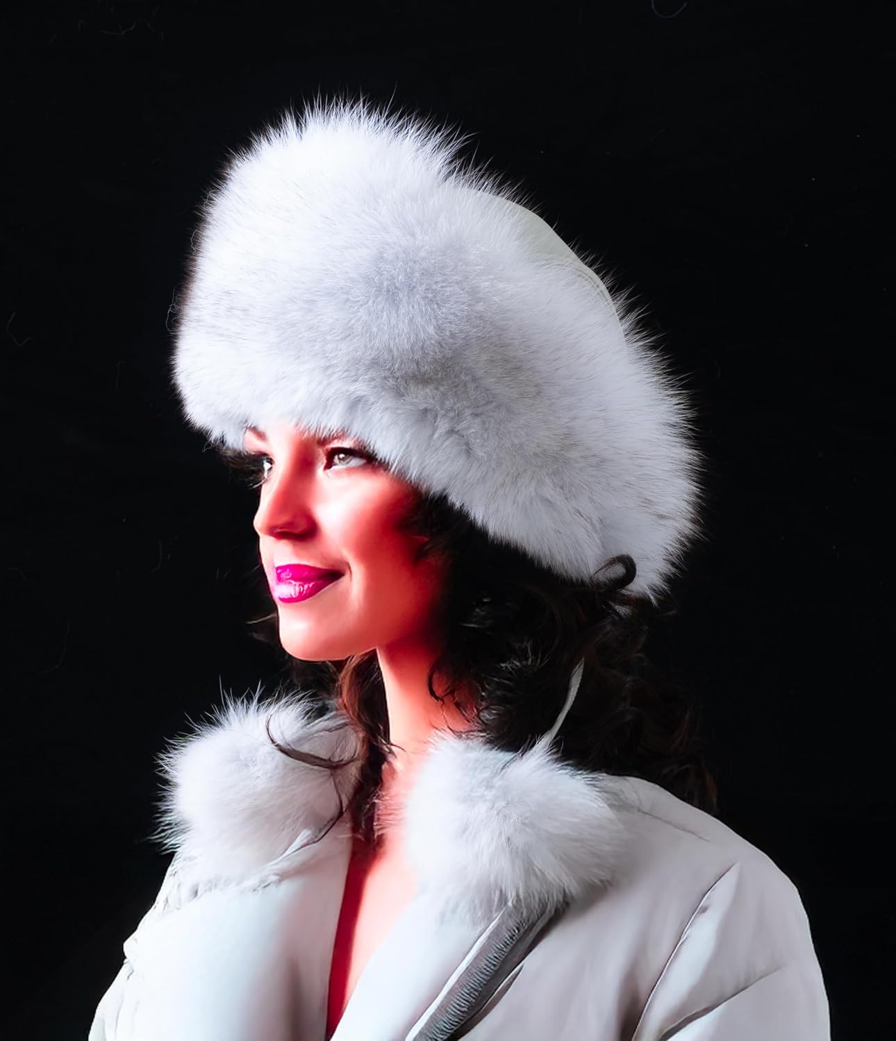 Russian Fur Hat for Women - Real Fox Fur Winter Hat with Sheepskin Leather Shell Cossack Ushanka Style