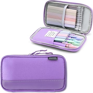 Big Capacity Pen Case Large Storage Pen Pouch Aesthetic, Office Pen Marker Case Simple Sturdy Multifunctional Bag Organizer for Man WomenPurple