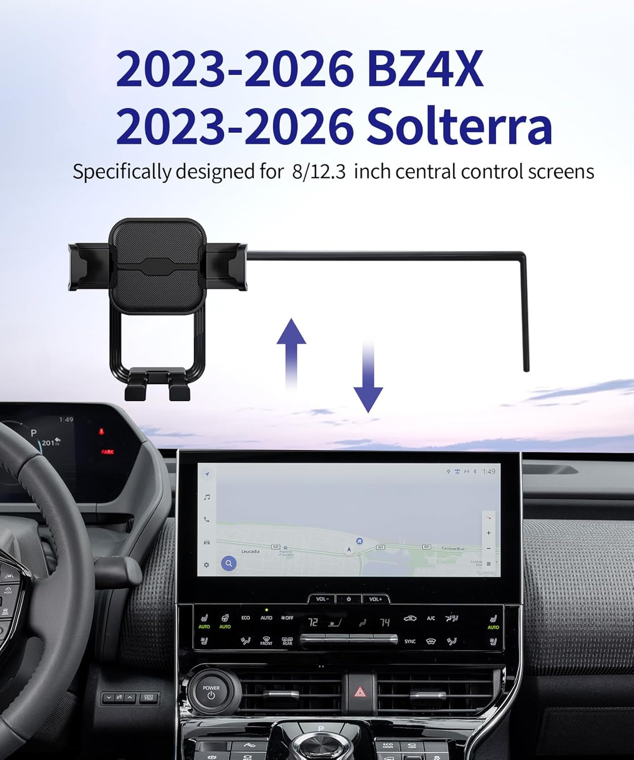 Car Phone Holder for 2023-2026 Toyota BZ4X/2023-2026 Subaru Solterra, 360° Rotation, 8/12.3 inch Screen Fixed Clip, Auto Accessories Navigation Bracket