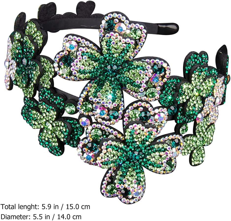 Lurrose Womens Headbands Flapper Headband 1920s Headpiece Rhinestone for Women Womens, Green - Image 5