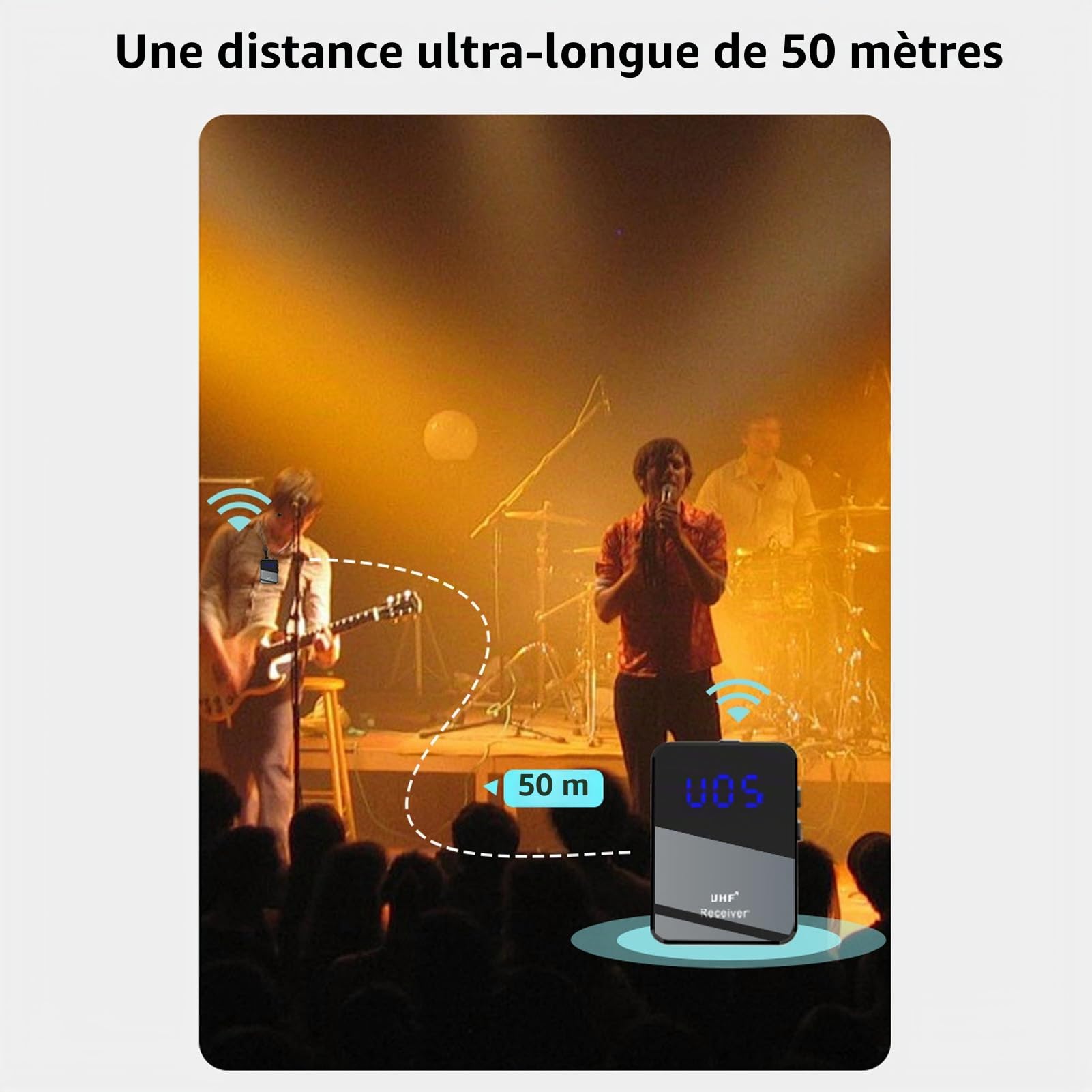 Système de transmission sans fil pour casque et moniteur - Émetteur et récepteur UHF Plug and Play - Réduction du bruit - Pour studio d'échantillonnage de bande - Performance en direct
