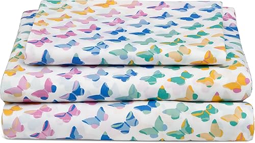 Miniatura 3 de Delta Children Juego de sábanas tamaño individual de 3 piezas, incluye 1 sábana encimera, 1 sábana bajera y 1 funda de almohada, mariposas