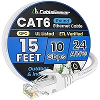 Vista 36 de Cable Ethernet Cat 6 de 30 pies, para interiores y exteriores, cable de red plano de Internet de alta velocidad de 10 Gbps, cable de conexión Negro