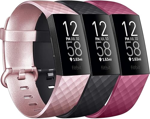 Paquete de 3 bandas de silicona para Fitbit Charge 4, Fitbit Charge 3 y Charge 3 SE, pulseras de repuesto para mujeres y hombres pequeños y grandes