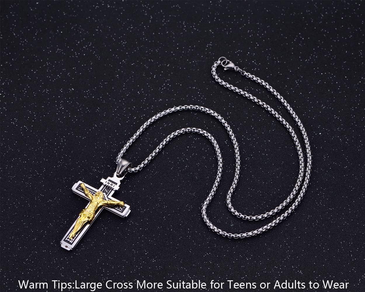 Rehoboth Jesus Christ on INRI Crucifix Cross Large Pendant Necklace for Teens Womens Mens with 24 Inch Stainless Steel Chain - Image 4