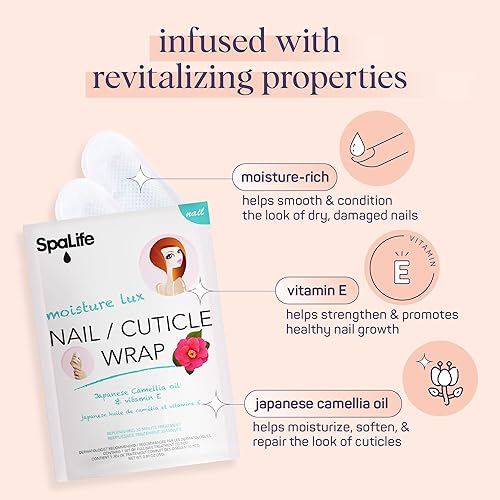 Miniatura 3 de SpaLife Aceite de camelia japonesa y vitamina E, envoltura de cutícula para uñas, paquete de 6 (60 unidades), mascarillas hidratantes para uñas,