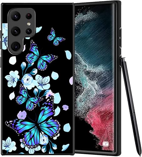 MSEAANBK Funda compatible con Samsung Galaxy S22 Ultra, diseño de patrón estético de flores y mariposas, protección de cuerpo completo a prueba de MSEAANBK Funda compatible con Samsung Galaxy S22 Ultra, diseño de patrón estético de flores y mariposas, protección de cuerpo completo a prueba de